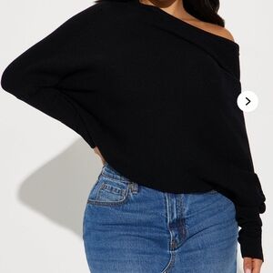 Fashion Nova Off-Shoulder Sweater in Black